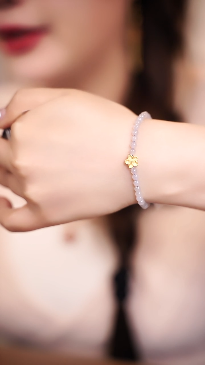 【闪购商品】和田玉手链银S925镶嵌X021731小花单圈14手围