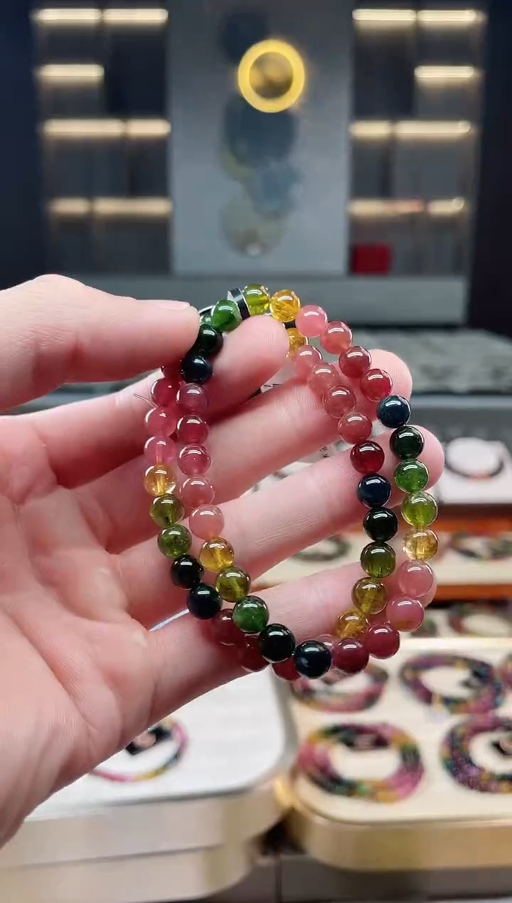 未镶嵌透体老矿碧玺单圈手串6mm+碧玺多样性发一条xion