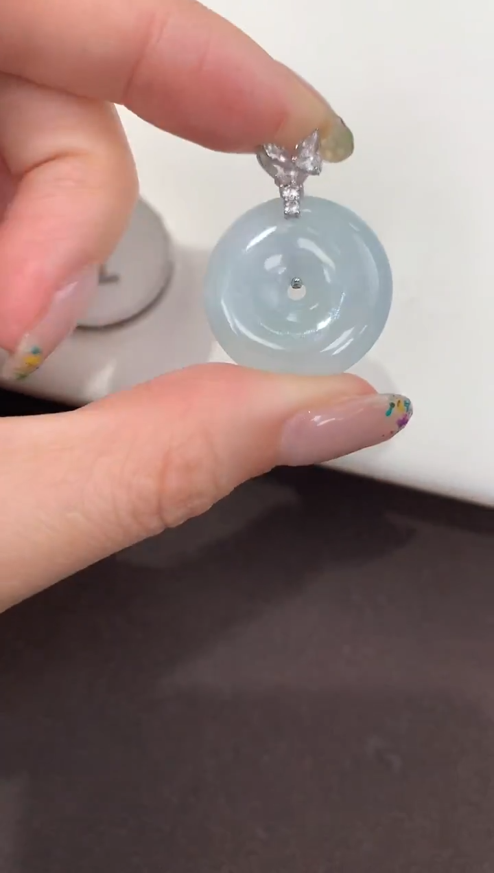 颈饰银S925镶嵌翡翠天然缅甸A货翡翠