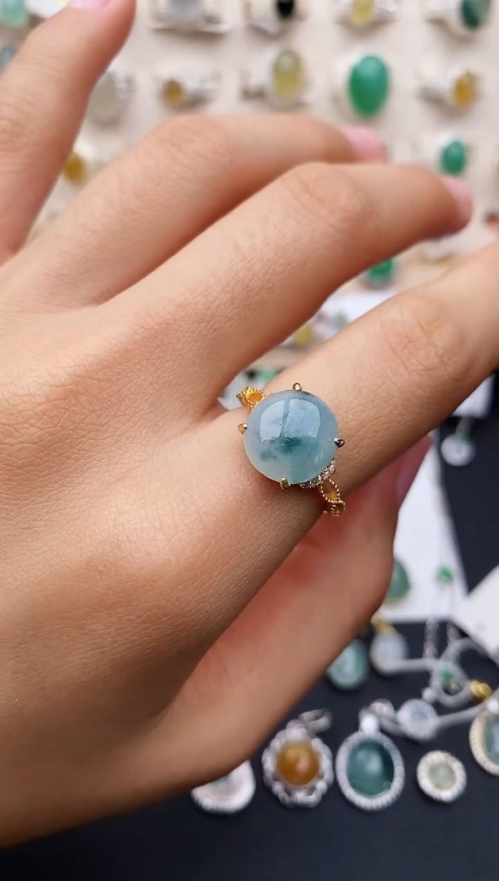 【闪购商品】翡翠戒指银S925镶嵌缅甸翡翠