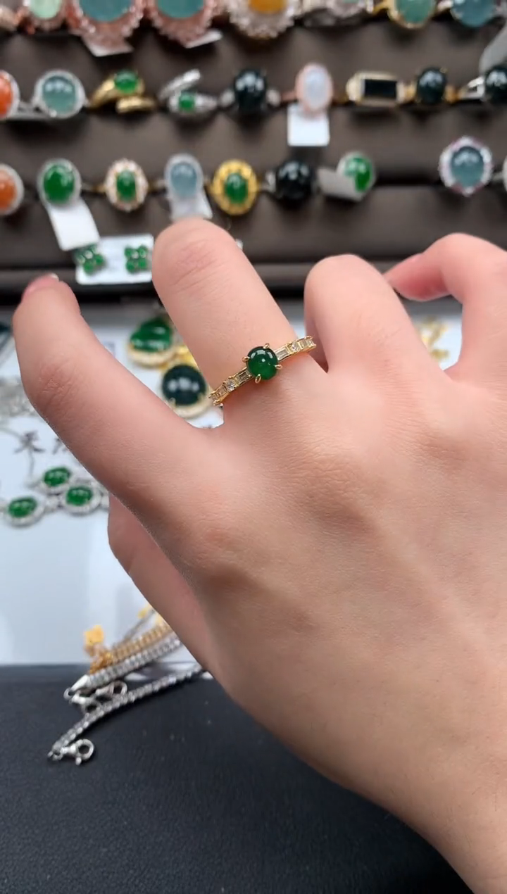 【闪购商品】翡翠戒指银S925镶嵌52142