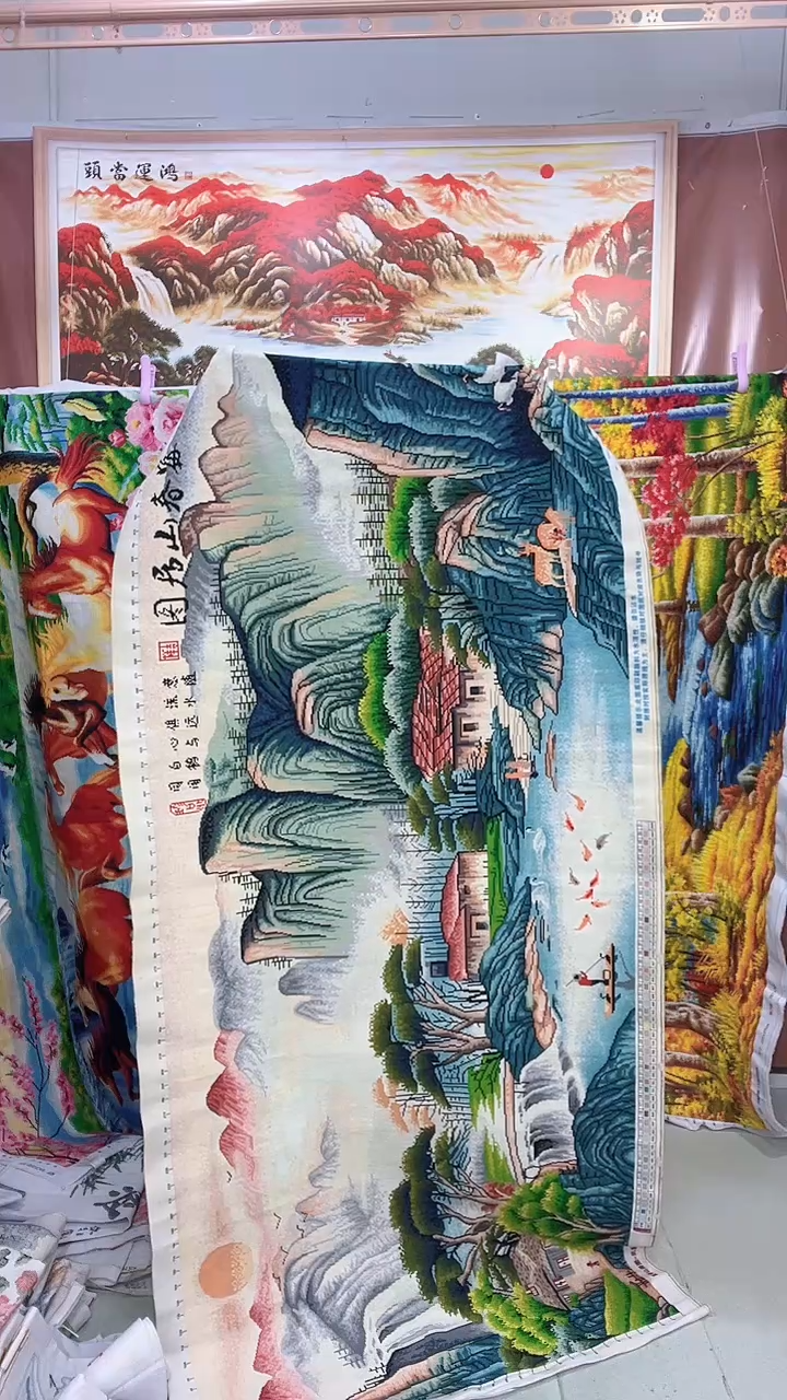 棉   福利 款  有点脏     新款富春  2.3米满绣山水