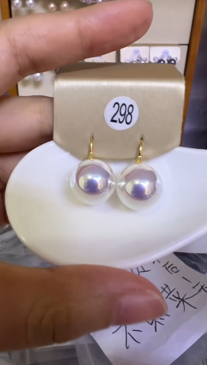 银S925镶嵌耳饰淡水珍珠298
