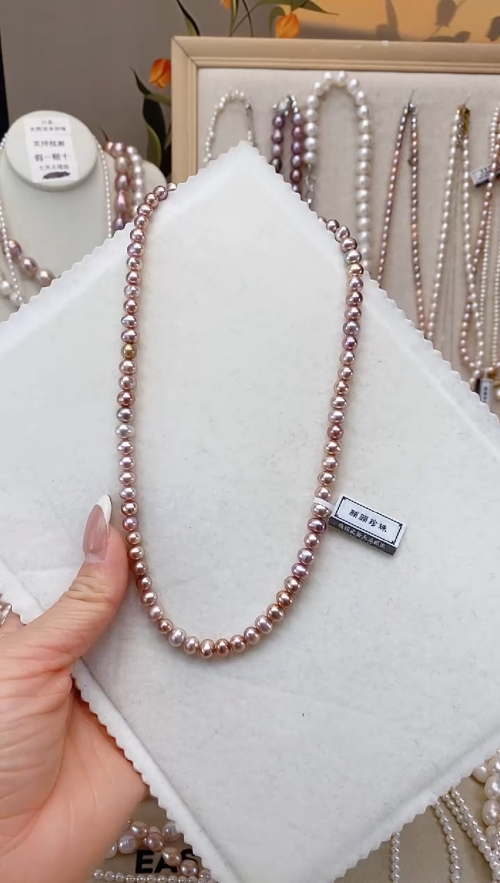 【闪购商品】淡水珍珠项链银S925镶嵌紫金色鹅蛋