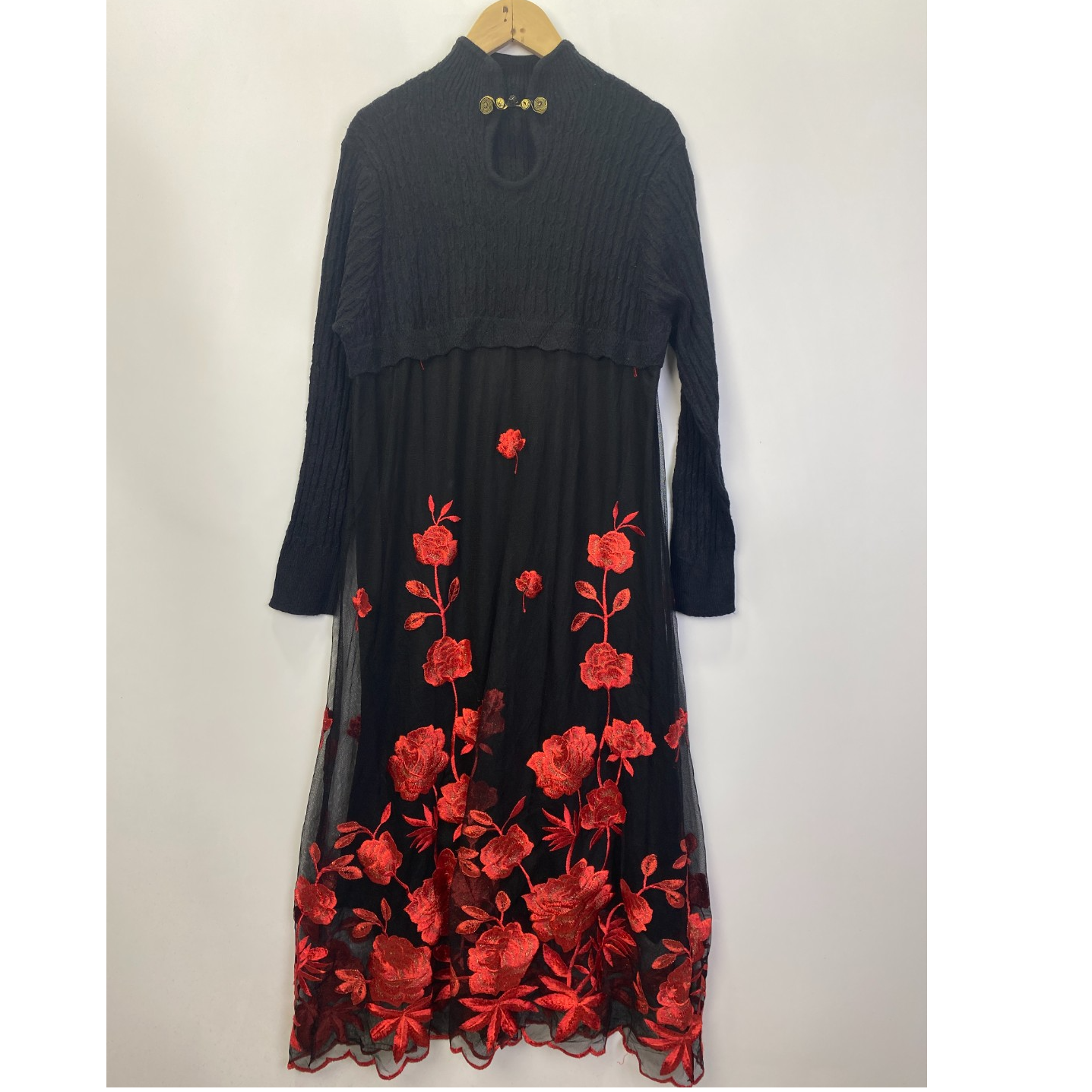 女装宽松高端时尚休闲中冬季拼接电脑秀花秋冬中长款式