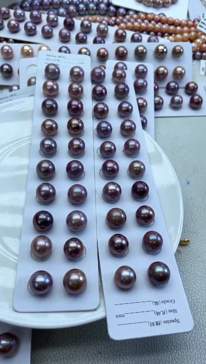 未镶嵌耳饰，吊坠淡水珍珠紫色系13-14mm(多样性发一）
