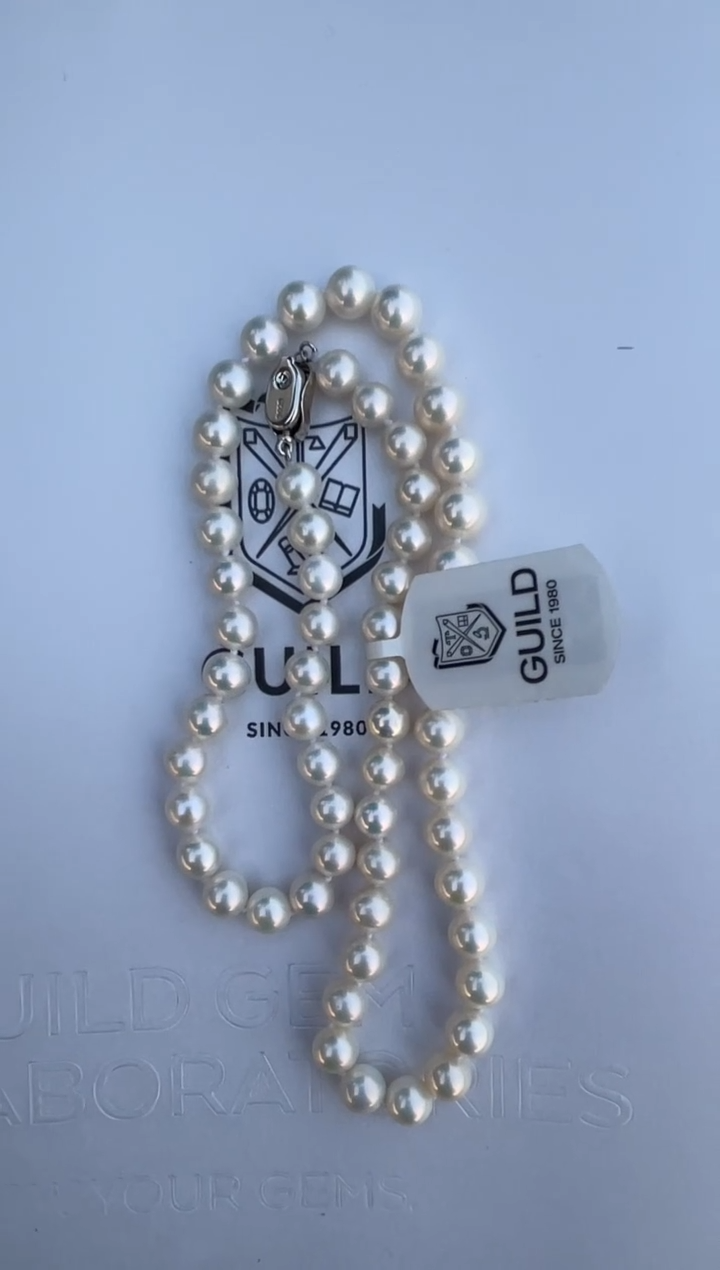 颈饰银S925镶嵌淡水珍珠7-8mm带吉尔德大证毕业级