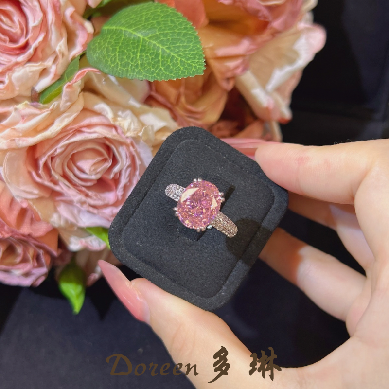 铜合金戒指 深粉色椭圆戒指NW8858