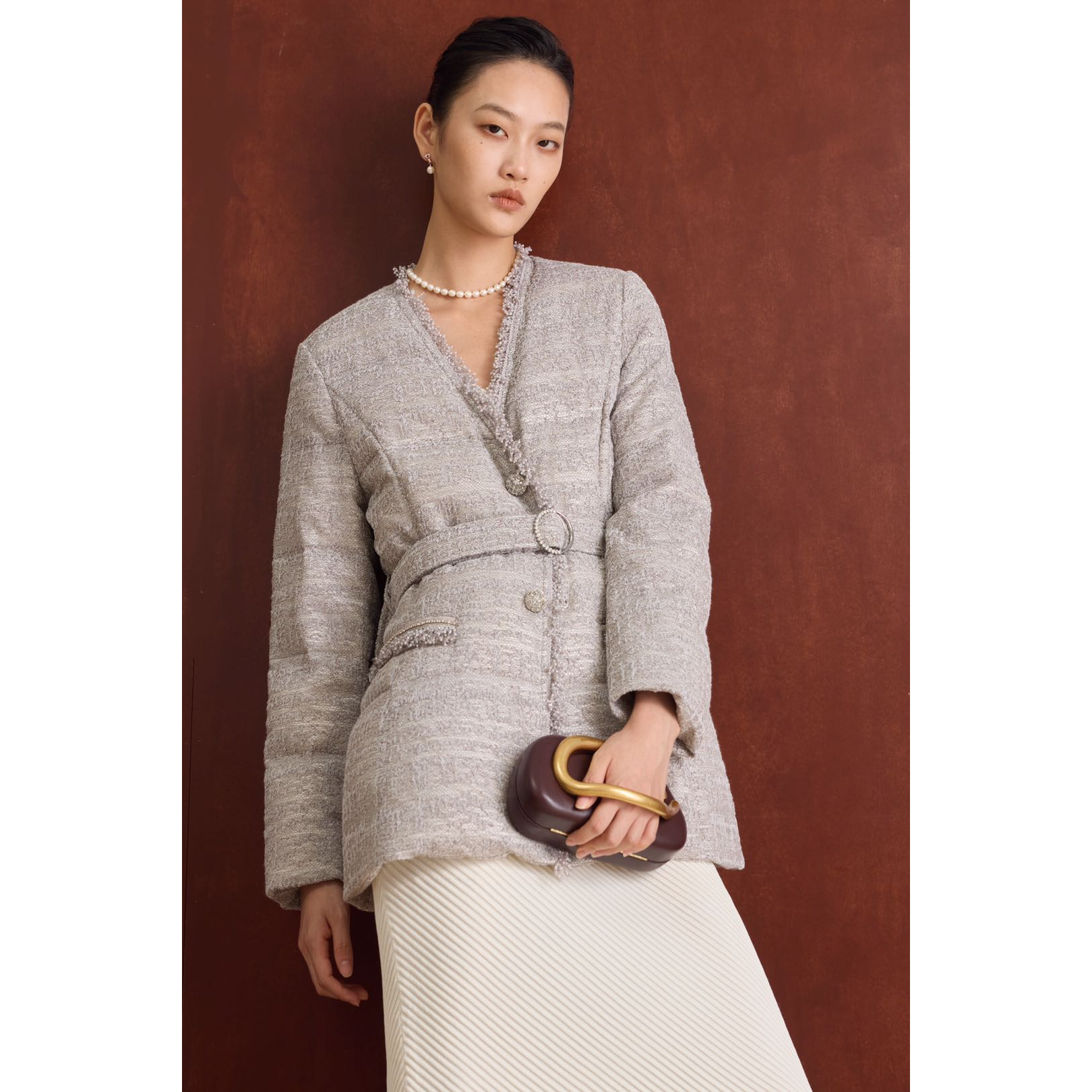 2025文哥工作室女冬季高定时尚设计气质羽绒外套YZ-88560