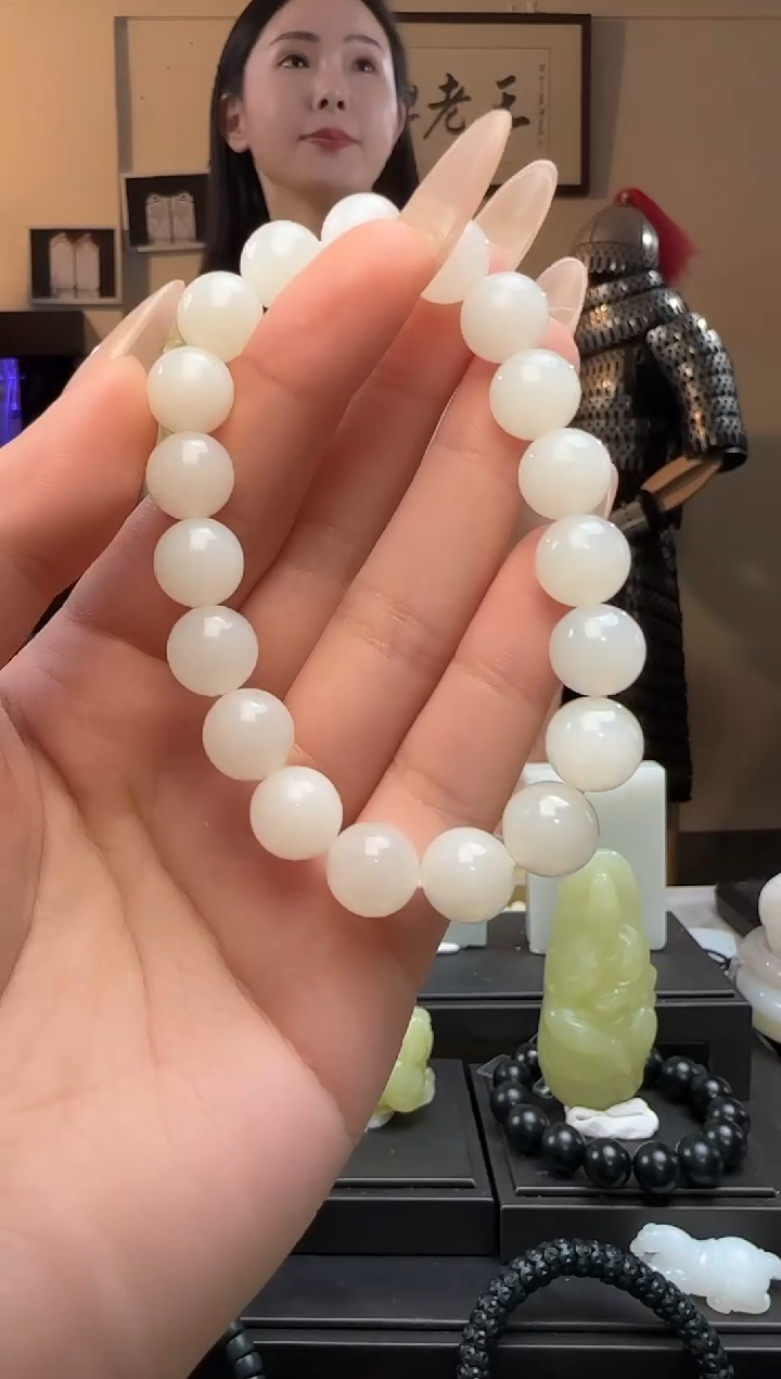 【闪购商品】和田玉白玉圆珠未镶嵌手串
