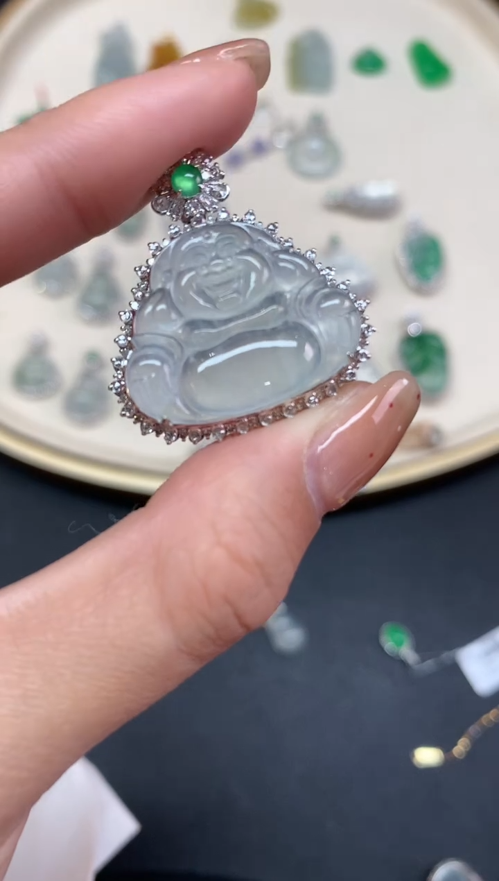 【闪购商品】翡翠吊坠(不含链)18K金镶嵌吊坠A415|12800