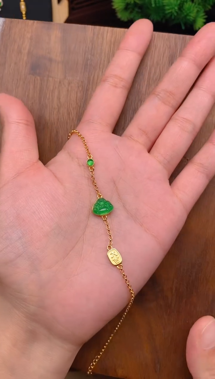 【闪购商品】翡翠手链银S925镶嵌佛公手链