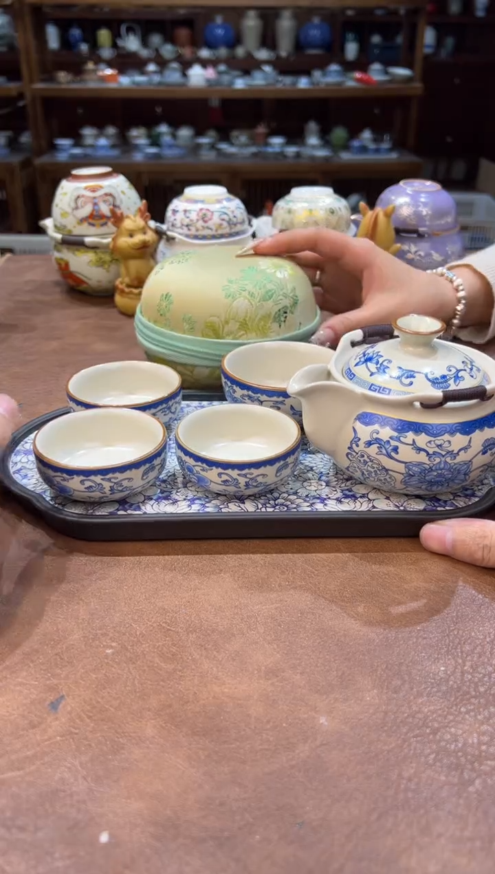 真的很便宜超好看会开片的旅行茶具