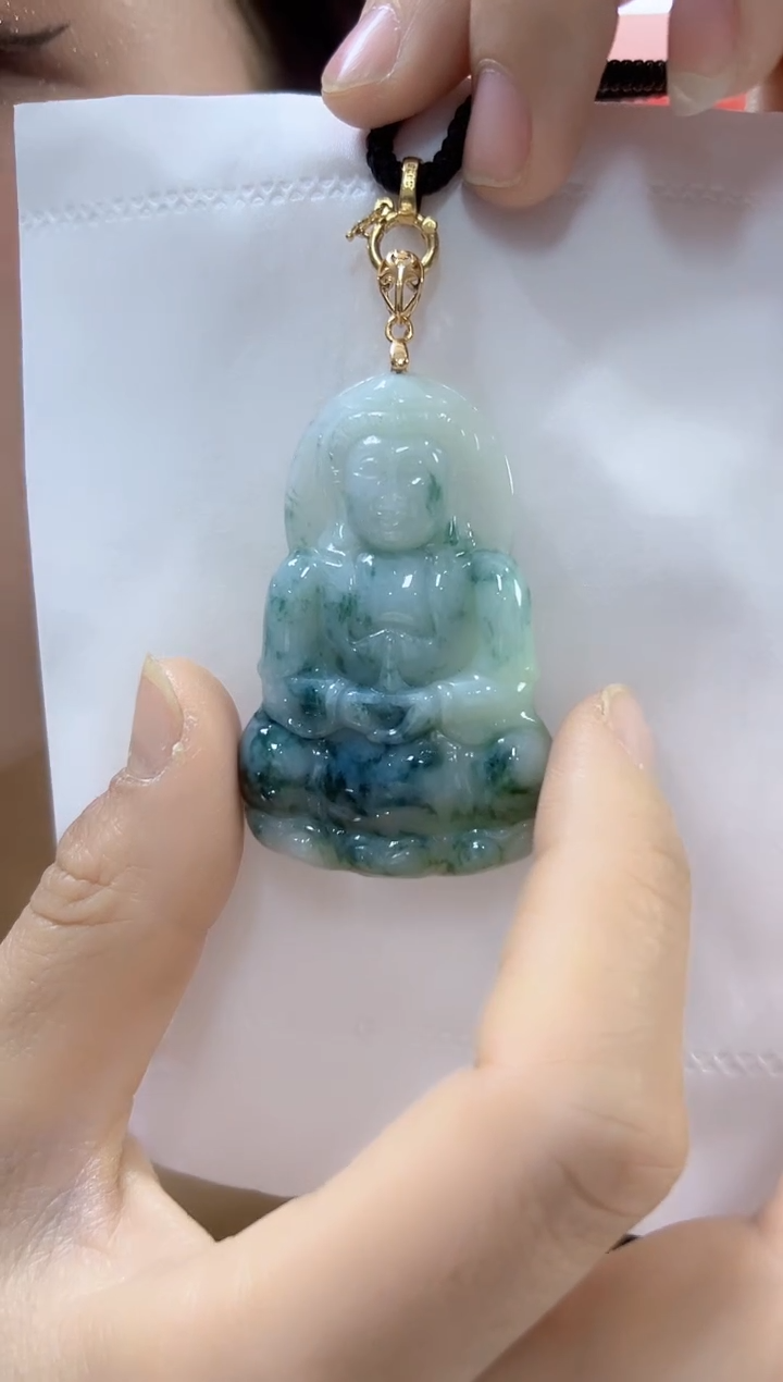 【闪购商品】翡翠颈饰未镶嵌孤品观音宽36高55厚5