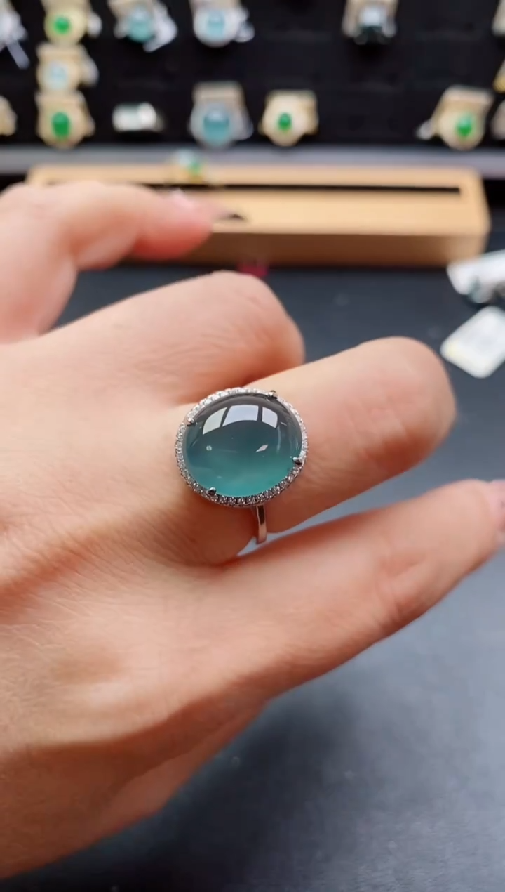 银S925镶嵌戒指翡翠1