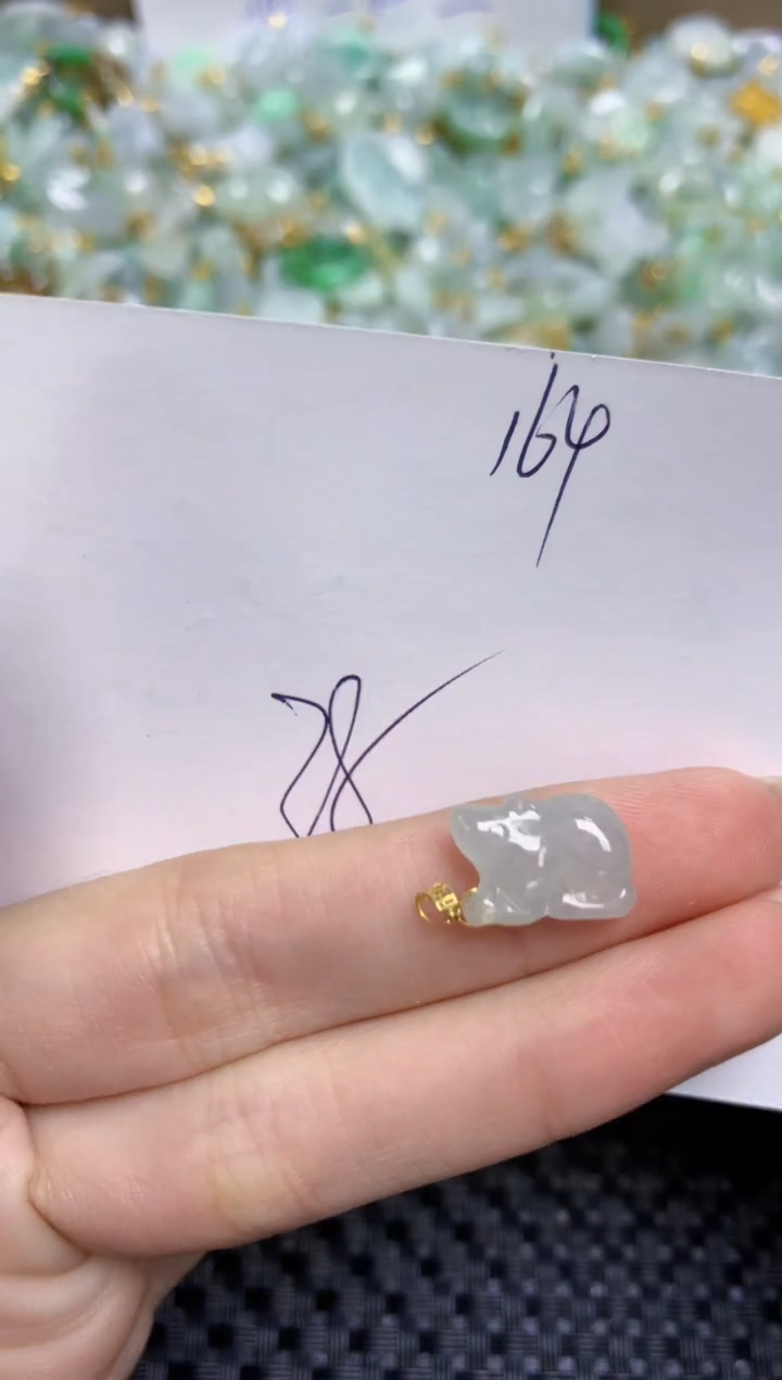 【闪购商品】翡翠颈饰18K金镶嵌天然缅甸A货翡翠