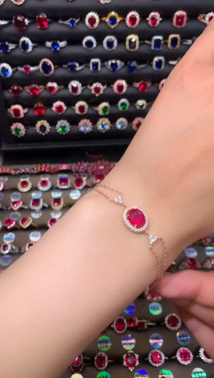 【闪购商品】红宝石手链银S925镶嵌1