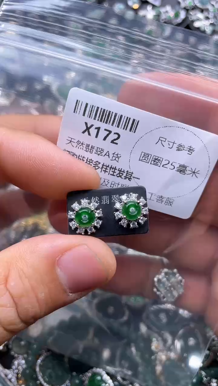 【闪购商品】翡翠颈饰未镶嵌X172耳钉