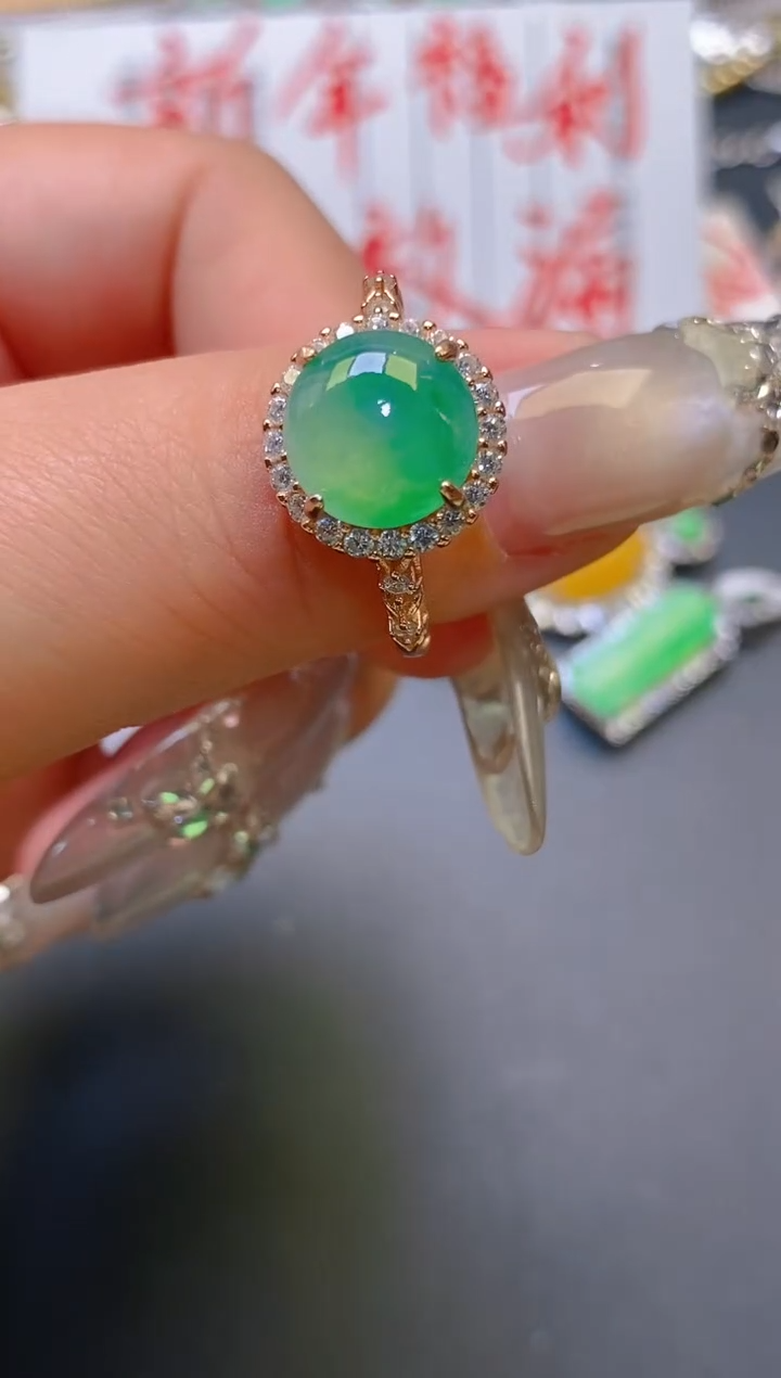 【闪购商品】翡翠耳饰银S925镶嵌天然A货翡翠1