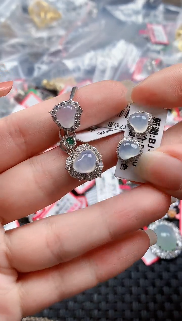 银S925镶嵌戒指翡翠天然A货缅甸翡翠