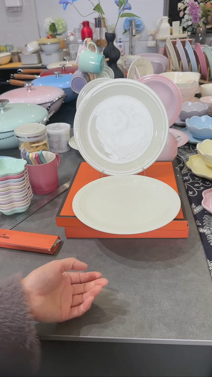 【闪购商品】瓷2个装炻彩浅盘23cm-松露白