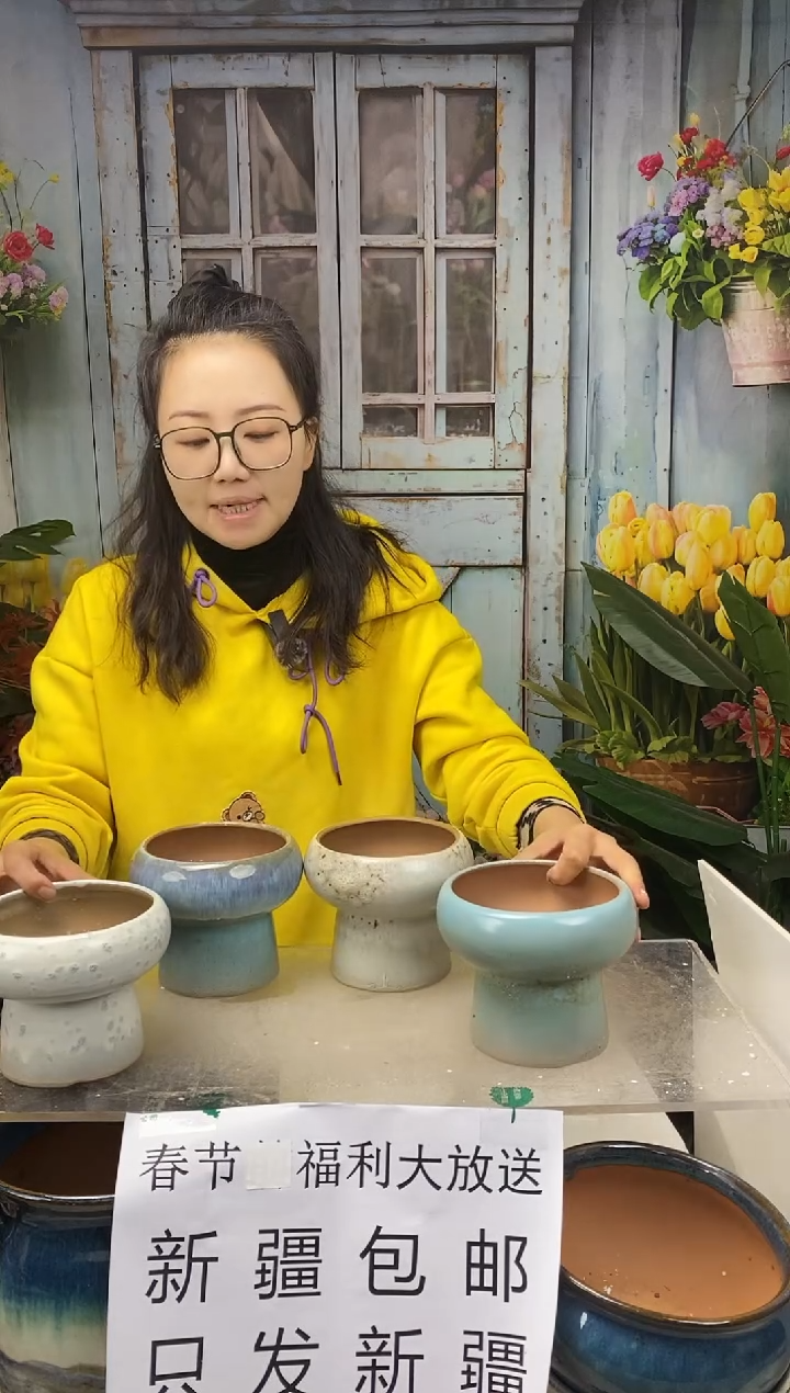 【闪购商品】红陶蘑菇盆4个装