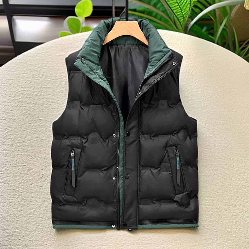 标准马甲秋冬美式加厚男士无袖坎肩直下摆男立领纯色防水休闲坎肩