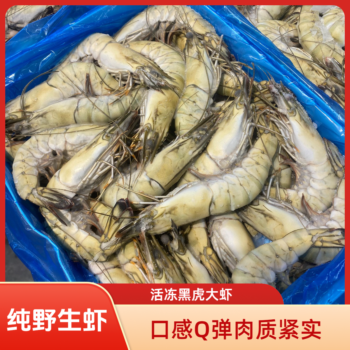 活冻黑虎大虾.一盒净重2.6斤.口感Q弹（顺丰发货）