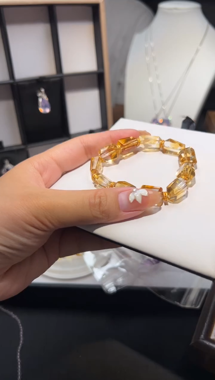 未镶嵌手链黄晶巴西黄水晶全净体手串