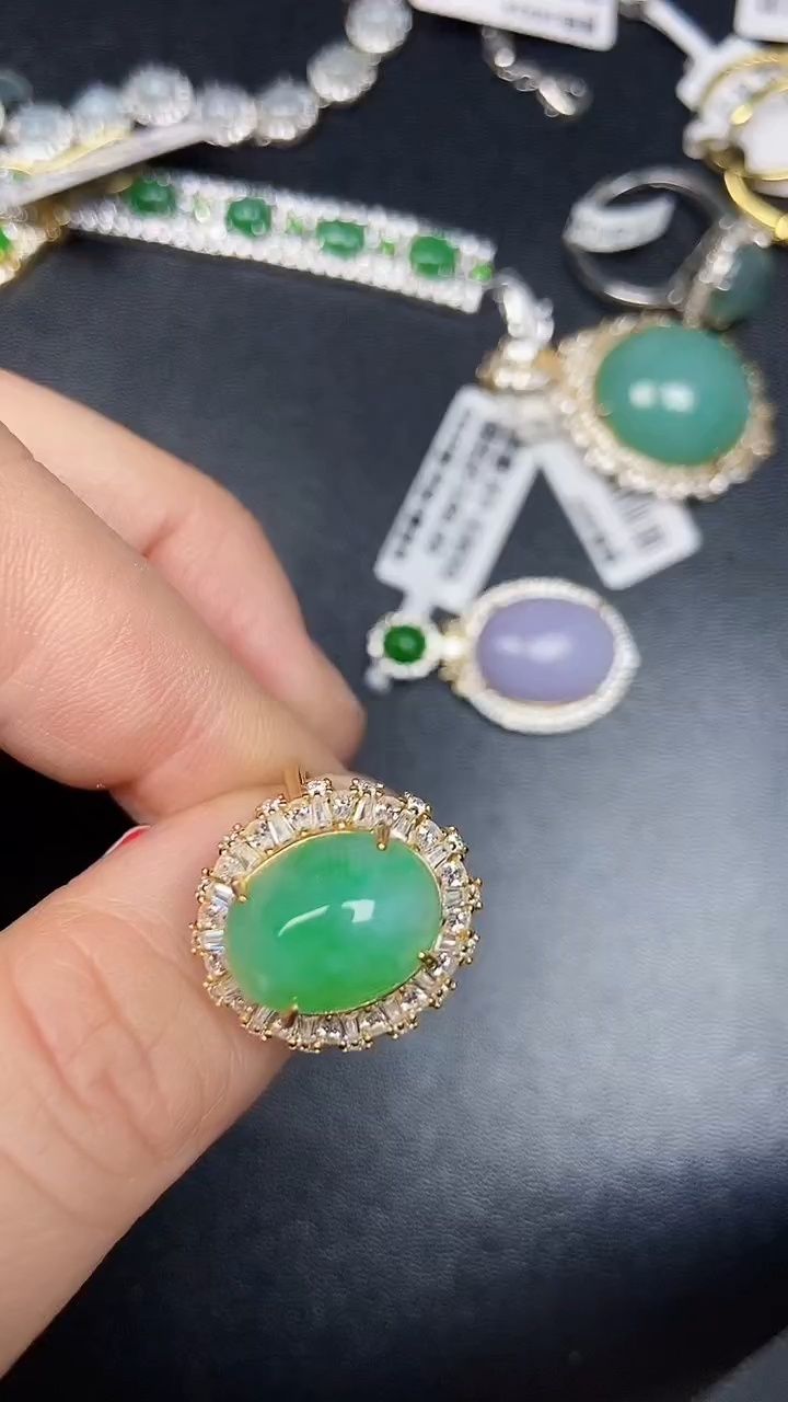 银S925镶嵌戒指翡翠1590