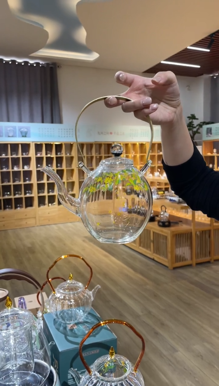 手工艺品玻璃星语有福桂花提梁壶