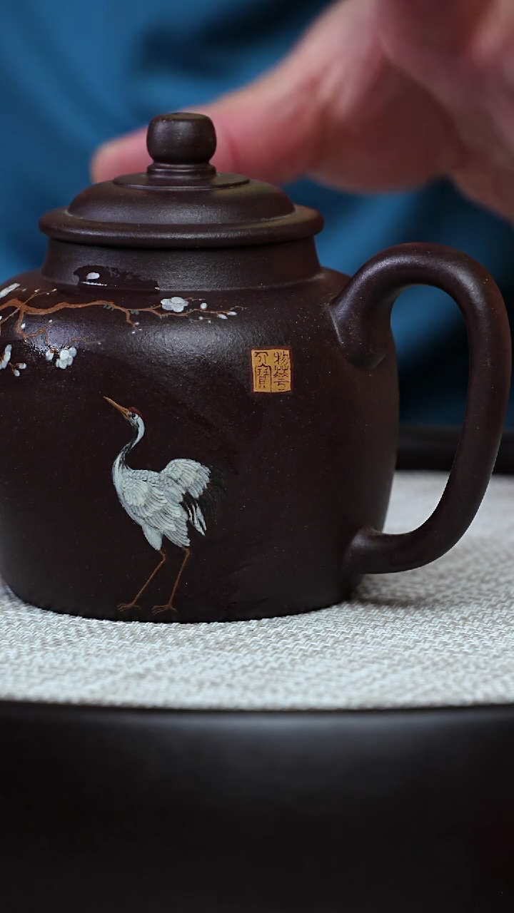 茶壶紫砂0717晚直播MGZ泥绘仙鹤望梅宫灯