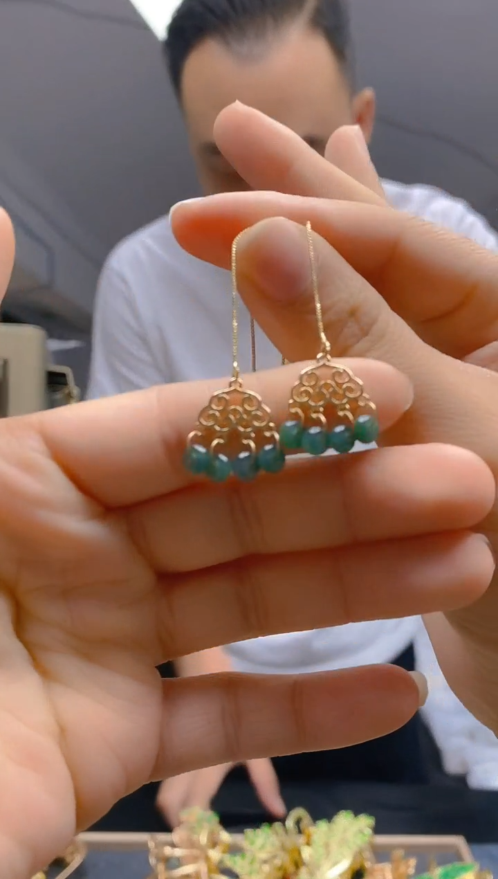 【闪购商品】翡翠耳饰合金064翡翠耳线