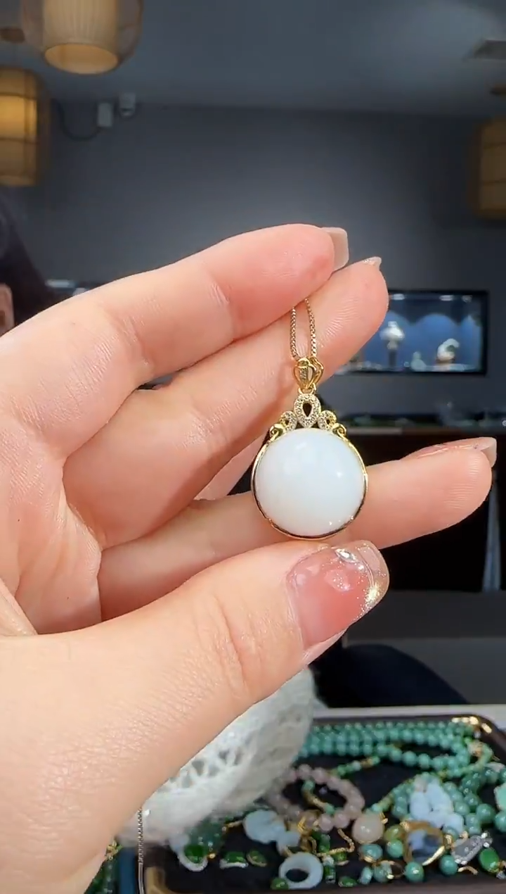 吊坠(不含链)银S925镶嵌和田玉1