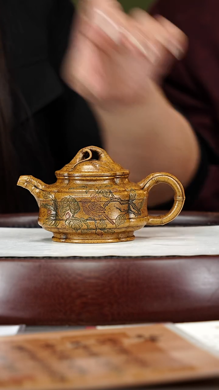 茶壶紫砂37ZCP筋纹竹鼓 玉成窑老段泥150cc