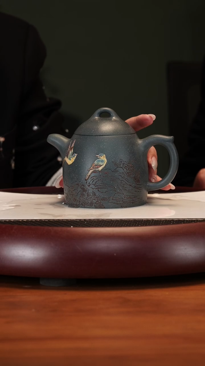 【闪购商品】紫砂茶壶2137YJB秦权雪花绿泥380cc