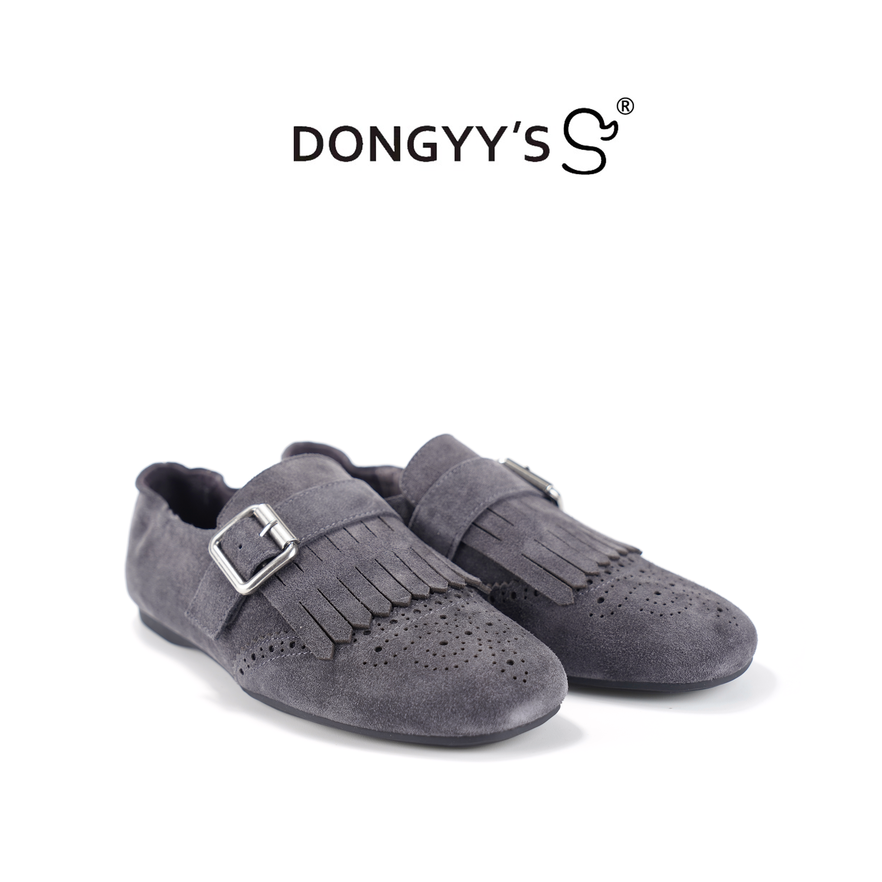 Dongyy's2025年流苏巴洛克灰色百搭小单鞋