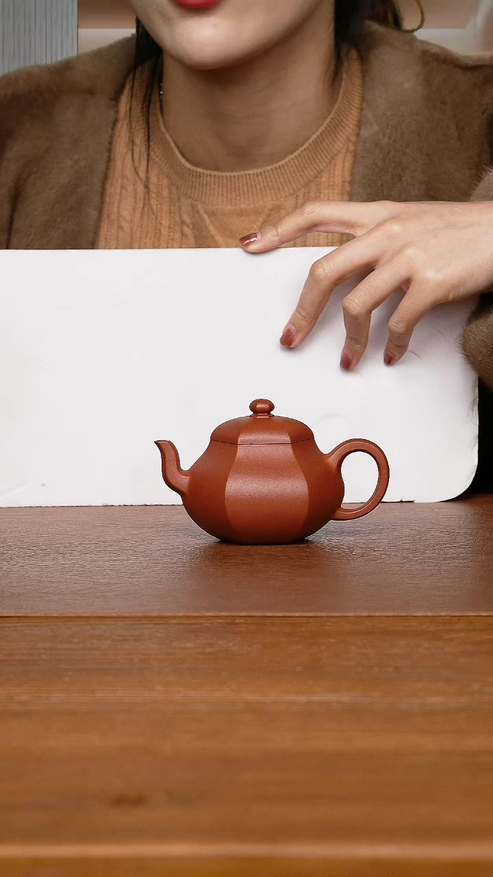 【闪购商品】紫砂茶杯李星辰老师 六方梨形  朱泥150cc