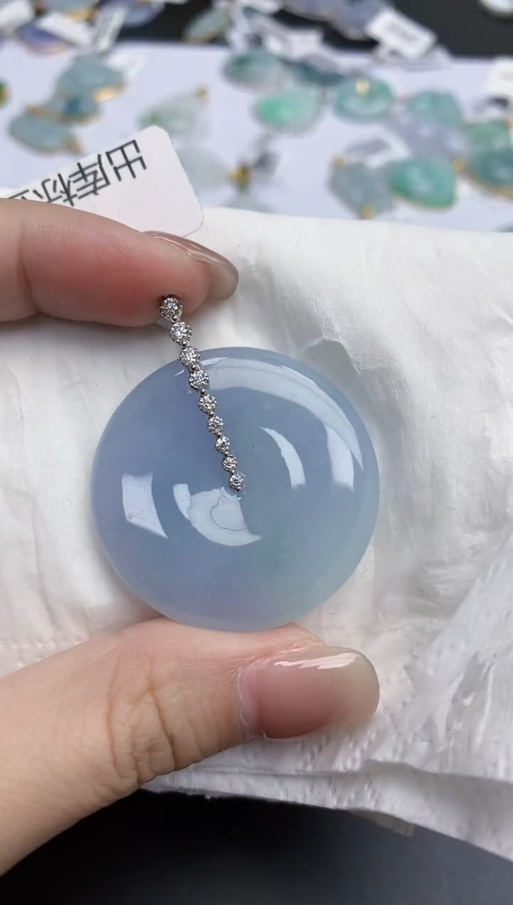 【闪购商品】翡翠颈饰18K金镶嵌天然缅甸翡翠A货