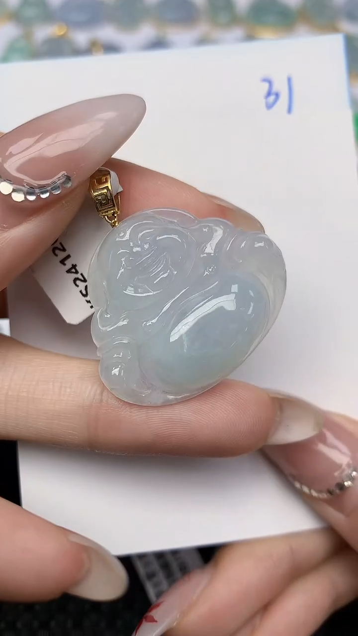 【闪购商品】翡翠颈饰18K金镶嵌天然翡翠A货