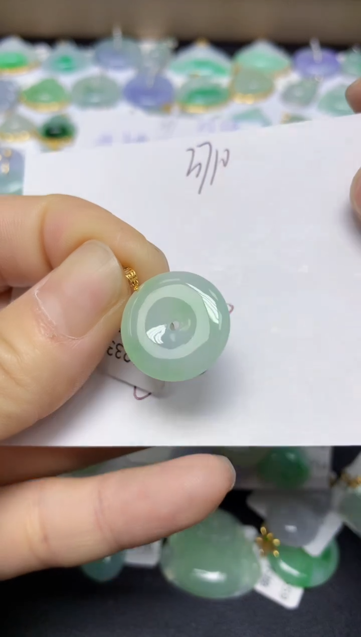 【闪购商品】翡翠挂件18K金镶嵌 天然翡翠A货1