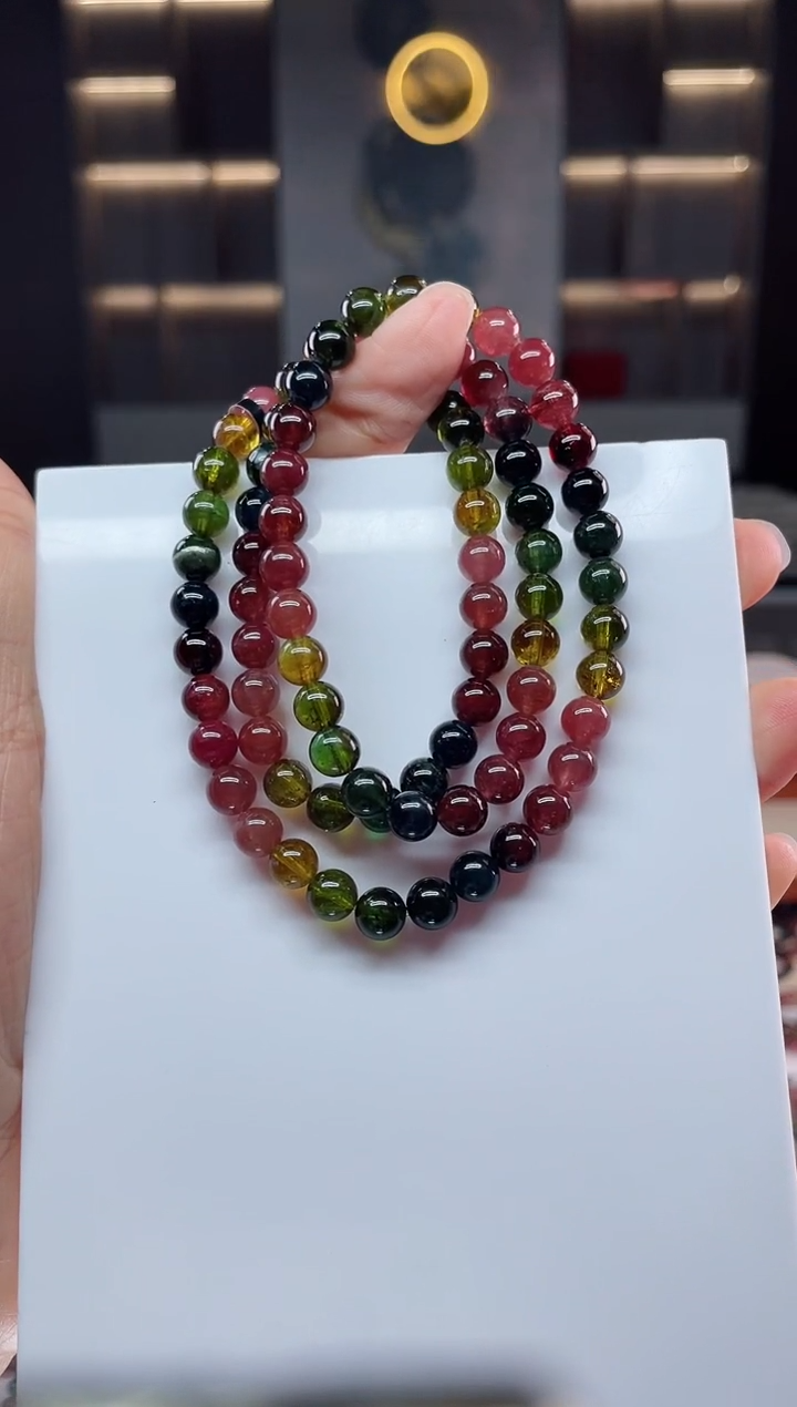 未镶嵌老矿碧玺三圈手串6mm+碧玺（多样性发一条）Q