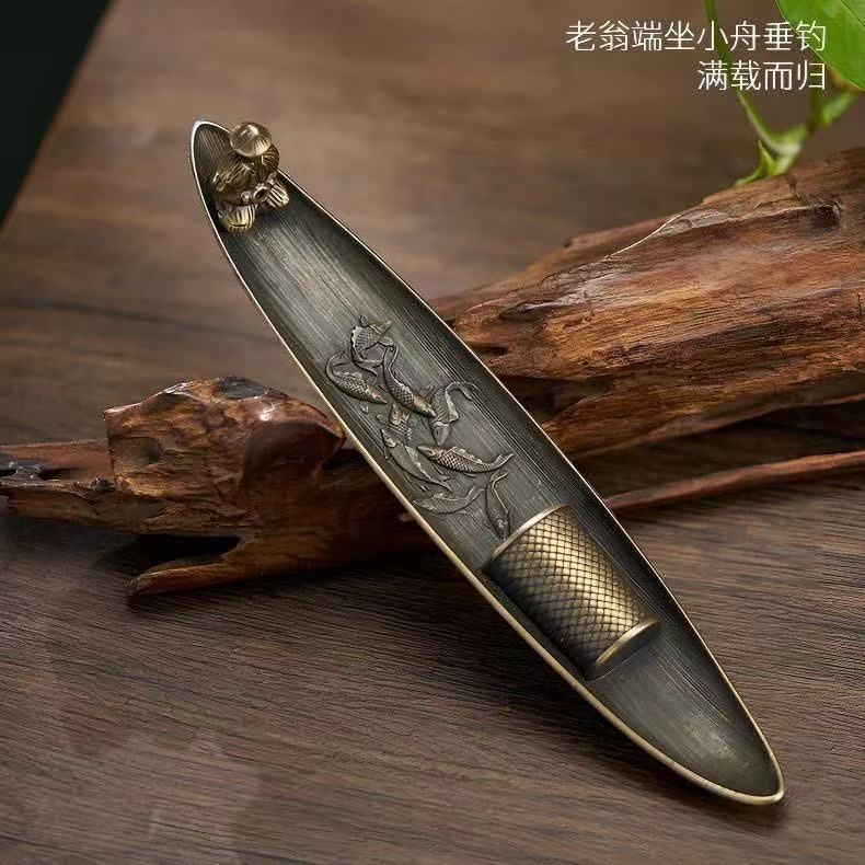 （送三管香）钓鱼翁香炉茶道配件wh2037