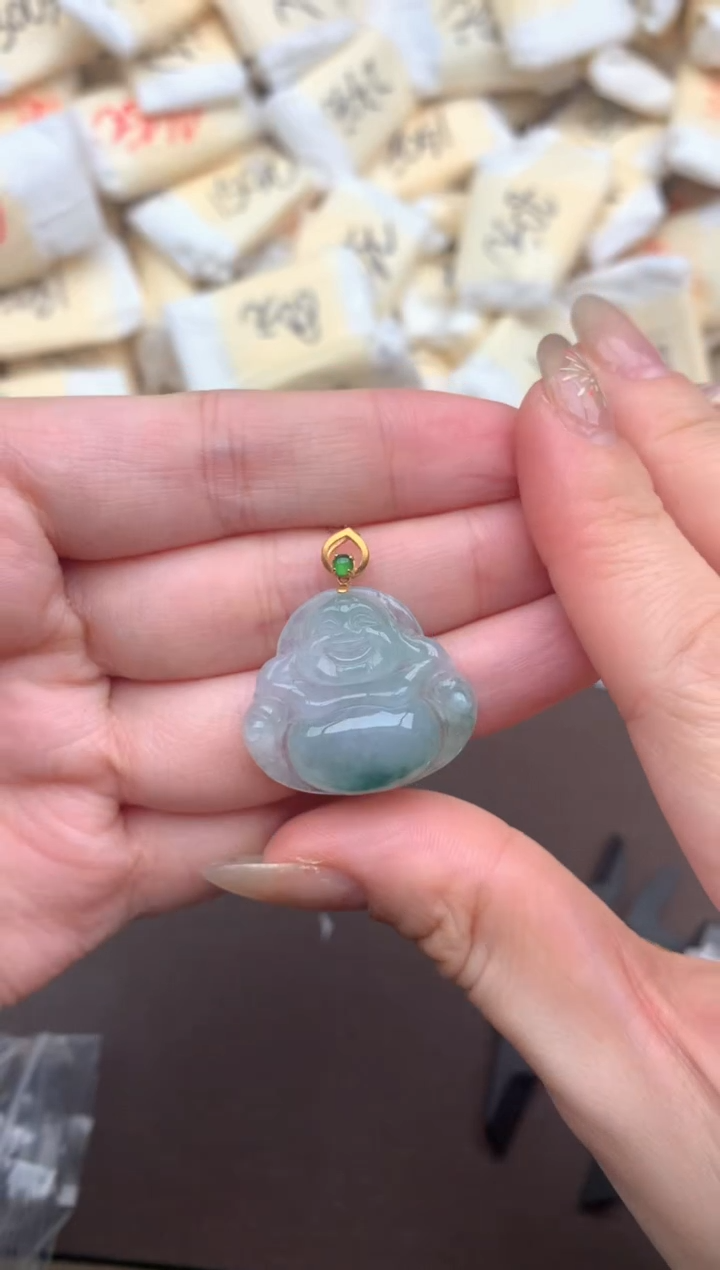 【闪购商品】翡翠挂件18K金镶嵌— 