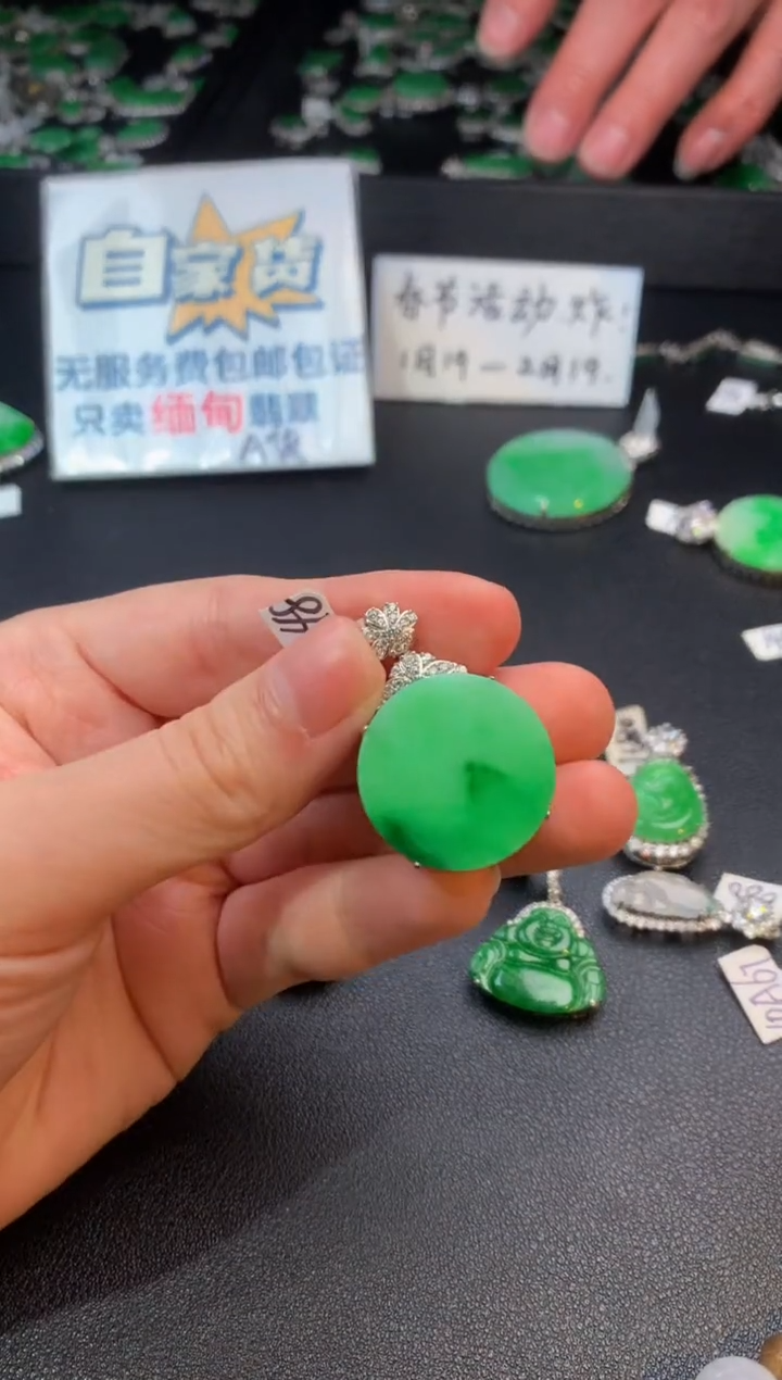【闪购商品】翡翠颈饰银S925镶嵌翡翠
