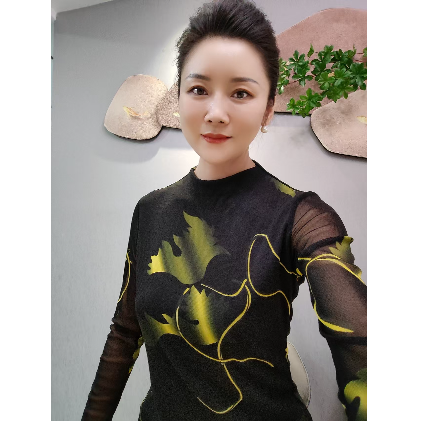 （花不定位）印花长袖上衣女时尚设计感法式T恤时髦洋气打底衫气质