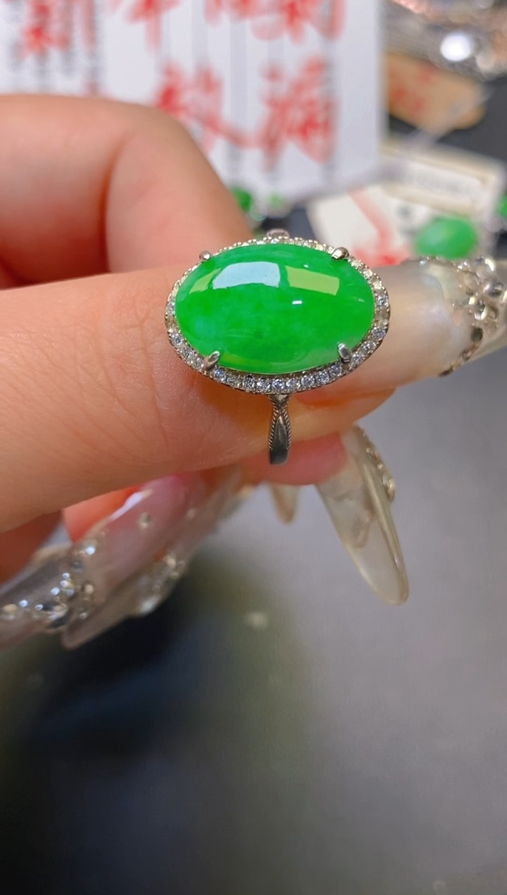 【闪购商品】翡翠耳饰银S925镶嵌天然A货翡翠1