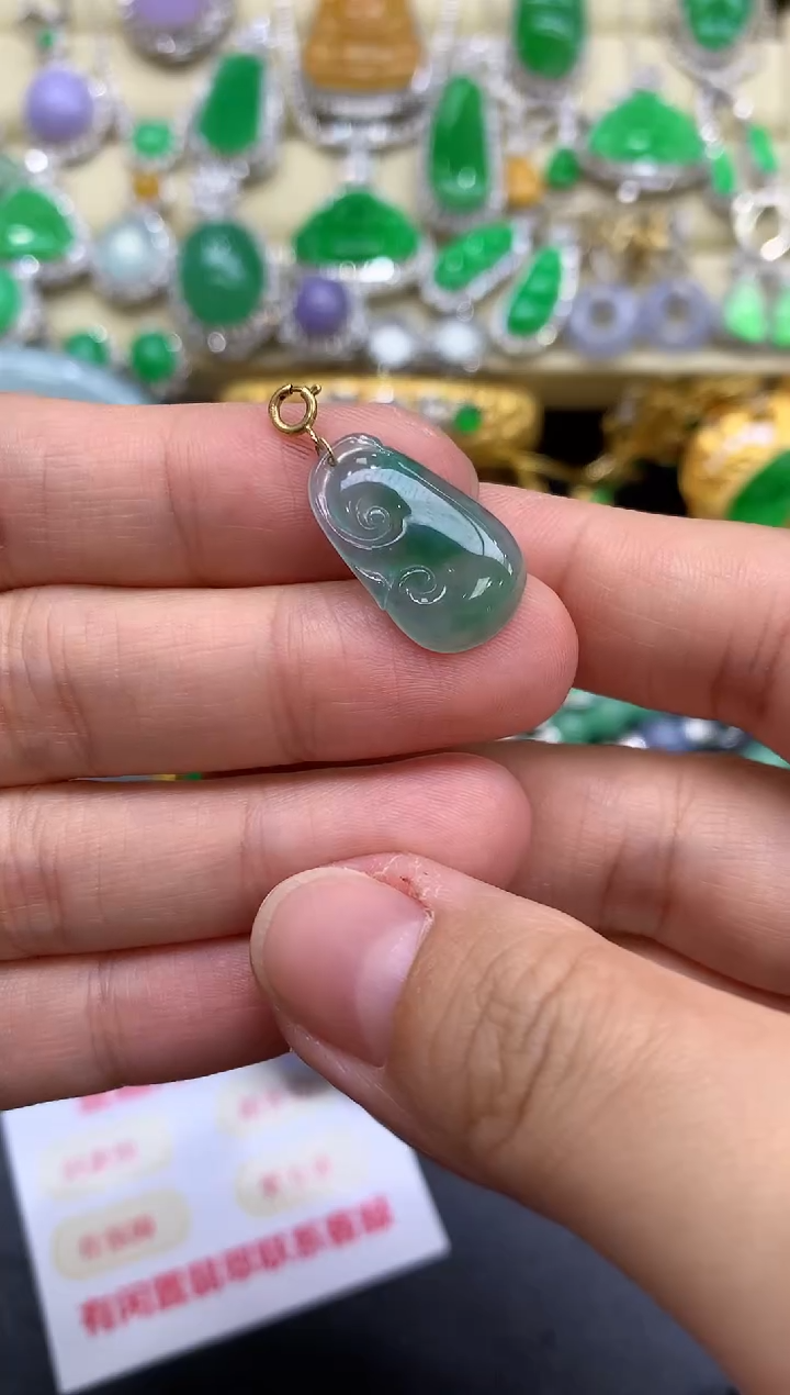 颈饰18K金镶嵌翡翠374-中国好珍宝