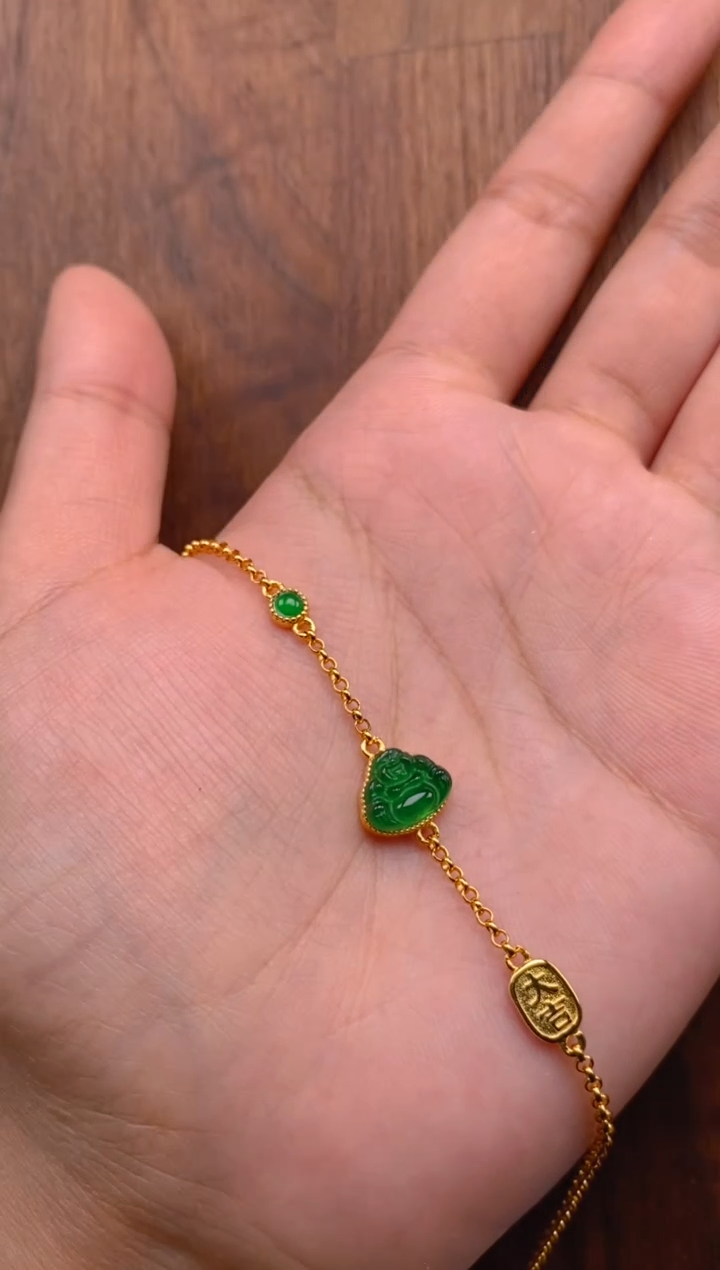 【闪购商品】翡翠手链银S925镶嵌佛公手链