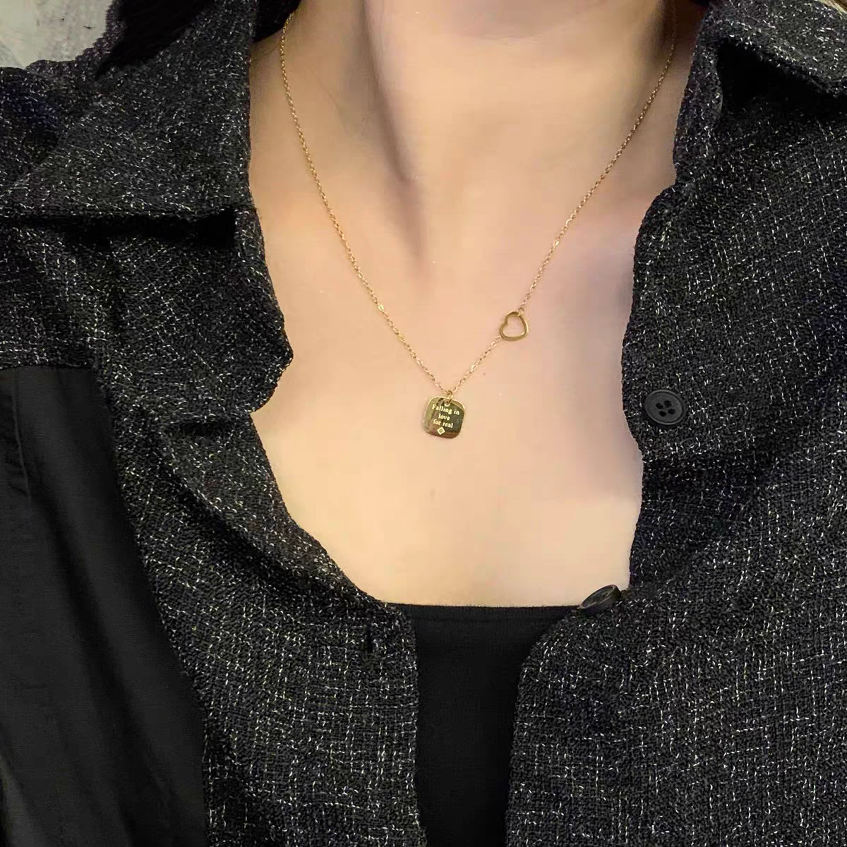 钛钢项链 仙气冷淡极简风字母爱心项链锁骨链时尚小众设计感